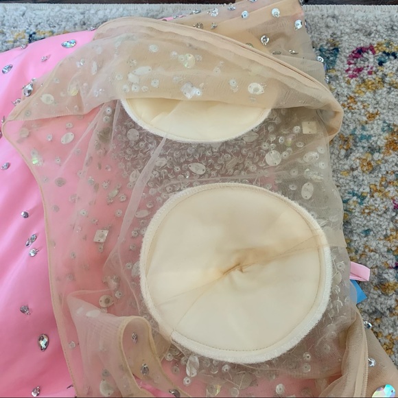 Pink Sparkle Fitted Ball Gown Prom Dress - Picture 4 of 14